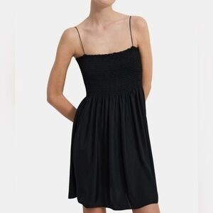 Like New! Theory black smocked midi dress